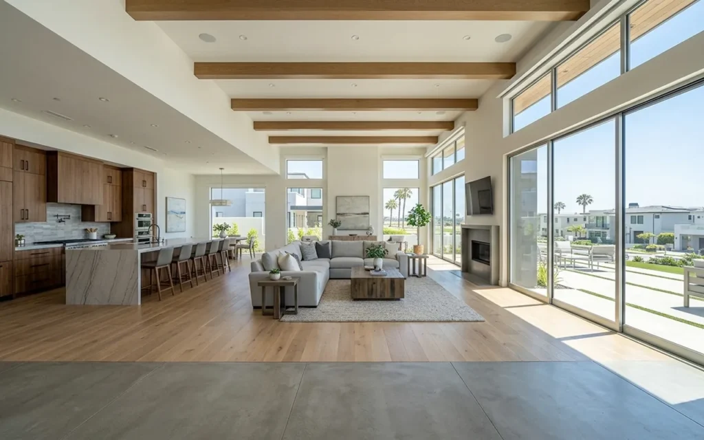 Exterior remodeling by IO Builders Group featuring modern architecture, clean lines, landscaped yard, and indoor-outdoor living design