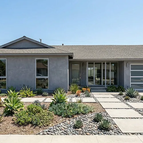 Exterior remodeling by IO Builders Group featuring modern architecture, clean lines, landscaped yard, and indoor-outdoor living design