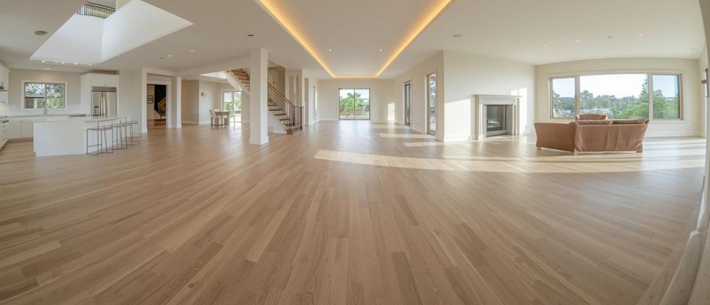 Wide open-concept interior with premium hardwood flooring showcasing expert home remodeling San Diego craftsmanship